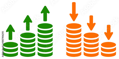 money coin stack profit loss icon