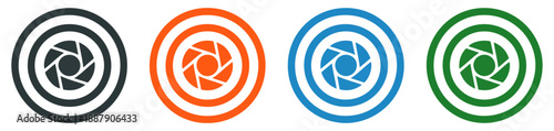 camera aperture lens icon set