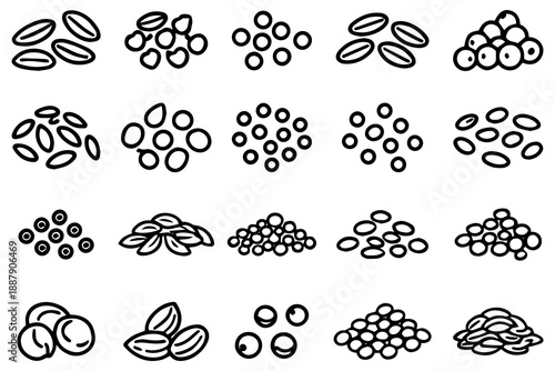 Spices, condiments  - minimal thin line web icon set.