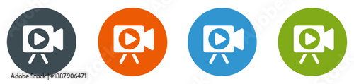 video camera play icon set