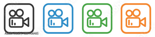 video camera play icon set