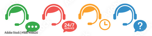 customer support call center icon set