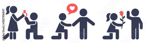 romantic couple relationship icon set
