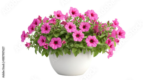 Wallpaper Mural Bright pink petunia flowers in white pot, isolated on transparent background Torontodigital.ca