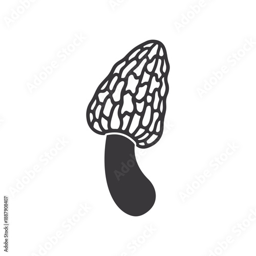 Morel Mushroom Silhouette Vector Icon Minimalist Fungi Graphic