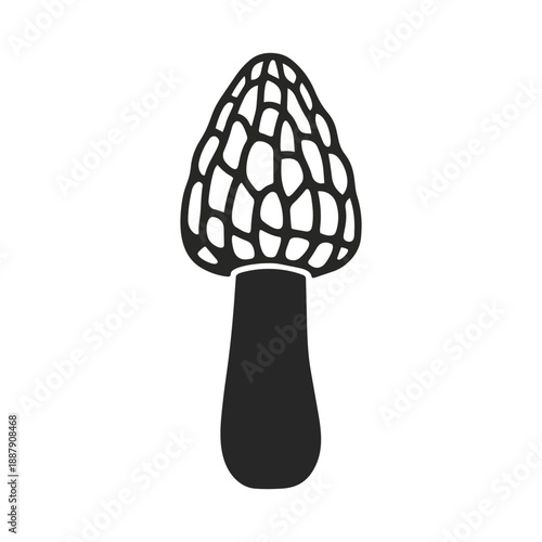 Morel Mushroom Silhouette Vector Icon Minimalist Fungi Logo