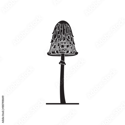 Shaggy Mane Mushroom Silhouette Vector Icon Minimalist Fungi