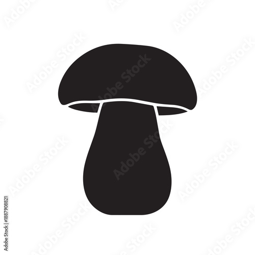 Porcini Mushroom Silhouette Vector Icon Minimalist Fungi