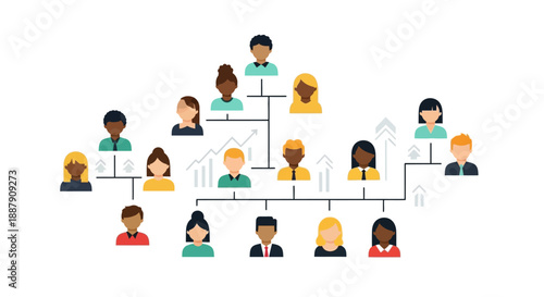 Streamlined Corporate Organizational Structure Highlighting Diverse Team Management and Scalable Growth