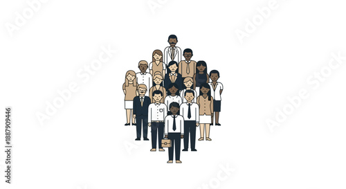 Diverse Modern Workforce Pyramid for Corporate Structure and Inclusive Leadership