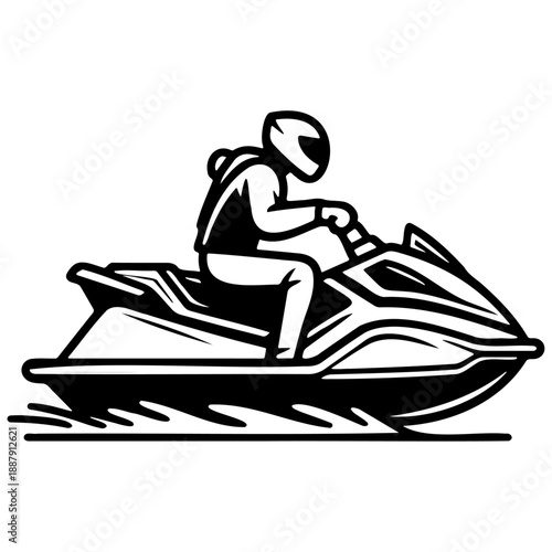 Man Drive Jet Ski Illustration.