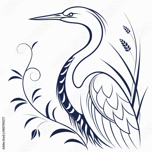 Elegant heron in natural surroundings