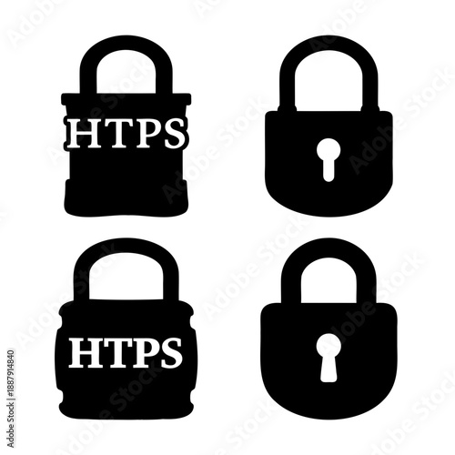 Secure internet connection concept with https lock icons for web privacy and data protection