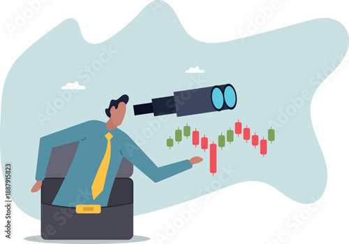 An analyst analyzes a chart of stock price rises and falls.