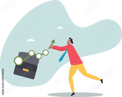 Career growth or business achievement, stock market rising up from economic recovery .about a man and his life.