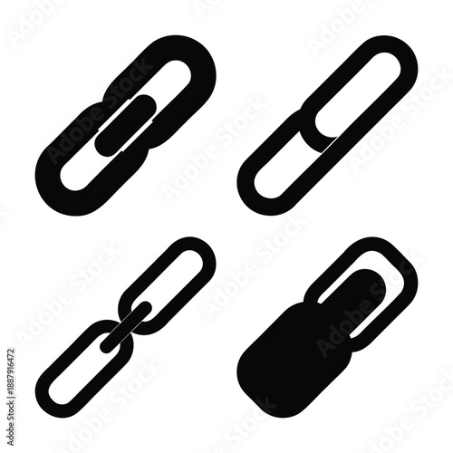 Collection of link icons representing connection, attachment, and hyperlink symbols