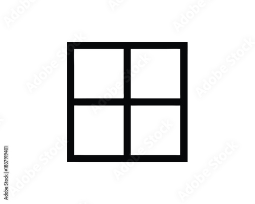 Black Outline of a Square Divided into Four Equal Squares grid rectangle