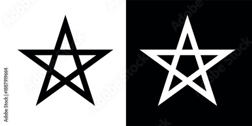 A pentagram icon, a linear star. Symbol of the Red Army, military rank on shoulder straps, or police. Geometric figure. Heraldic symbol, a five-pointed three-dimensional star.