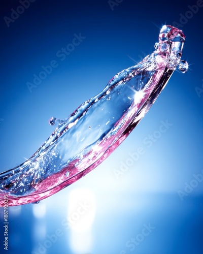 Abstract Water Splash with Vibrant Colors and Dynamic Movement on Blue Background