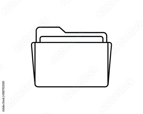Simple Outline Icon of a Folder with Two Documents Inside symbol