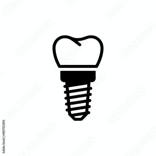 Dental implant icon on white background  