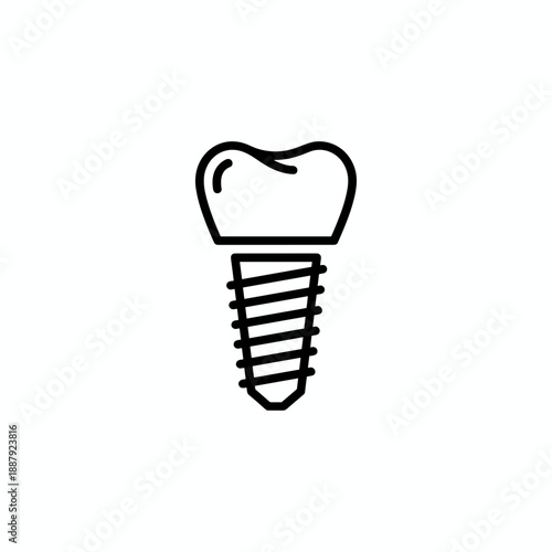 Dental implant illustration with tooth crown and screw design  