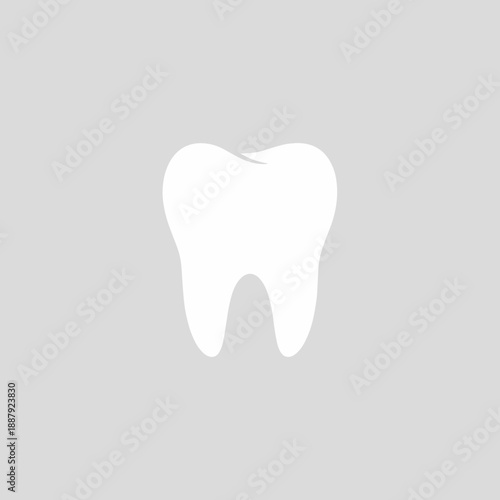 Tooth illustration in white color with smooth lines and minimal style  