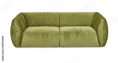 Contemporary leather sofa and elegant interior furniture objects isolated on a white background for modern home decor and luxury room design