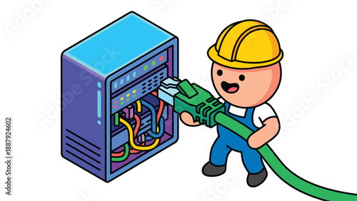 Cartoon Network Engineer Connecting Server