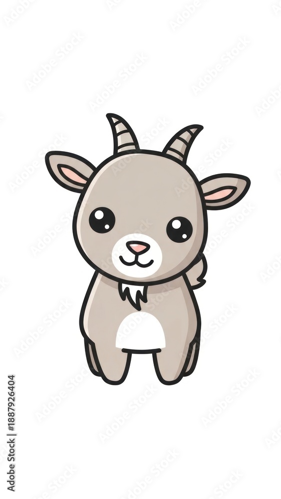 Obraz premium Cute cartoon goat character standing.