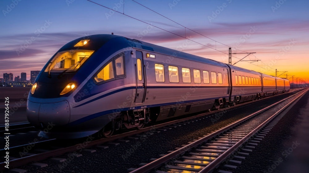 Fototapeta premium Train at sunset