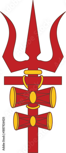 Hindu lord shiva trishula and damaru symbol