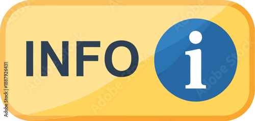 Information icon button with info text, help and support symbol