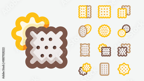 Cookies and baked sweets icons set