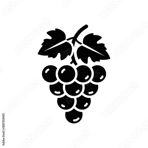 Grapes Fruit Icon Illustration – Fresh Vineyard Bunch Silhouette Symbol