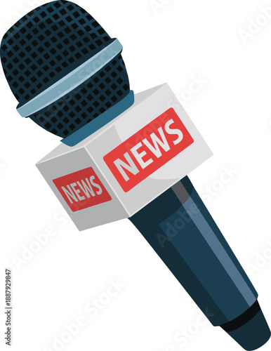 News reporter microphone vector on white background.