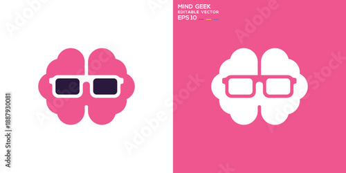 Mind geek logo. Intelligence, smart, innovation, genius. Vector icon symbol template EPS 10.