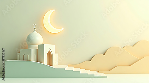 AI Generated Futuristic 3D Islamic Background