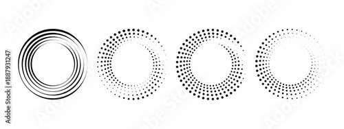 Set of pop art halftone circles. Shapes dots pattern in pop art style. Abstract modern stylish texture. Vector illustration geometric pattern. Round design elements for your content.