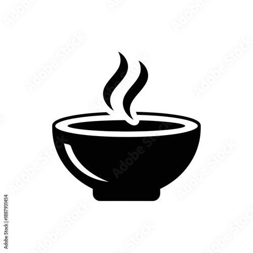 Hot Soup Bowl Icon – Steaming Food Dish Vector Illustration