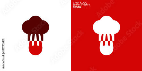 Vector design template of restaurant logo. Chef hat, spoon, fork, menu, dishes. Icon symbol EPS 10.