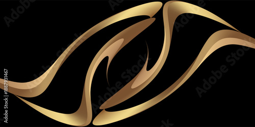 Abstract gold geometric. Isolated on black background. Vector illustration.