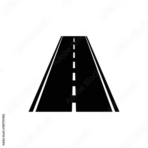 Straight Road Perspective Icon Illustration – Highway Pathway Travel Symbol