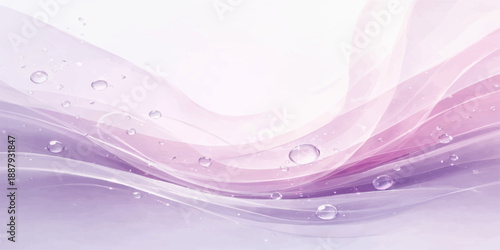 Abstract pink background with bubbles featuring a purple wave design of light violet curves and flowing motion lines in a vector art wallpaper texture