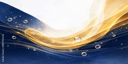 Abstract blue wave background featuring a creative design with artistic light curves and water motion texture for a modern vector wallpaper illustration