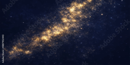 A deep blue nebula clouds a dark starry universe where bright galaxies and abstract light illuminate the vast black cosmos of outer space