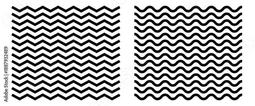 Black wavy zig zag pattern line isolated on white background are used to illustration elements.