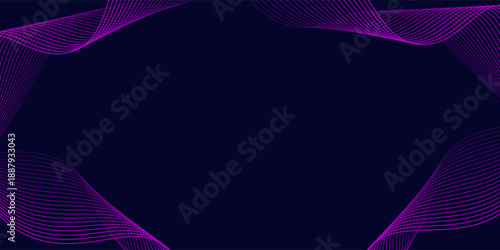 Dark abstract background with glowing wave. Shiny moving lines design element