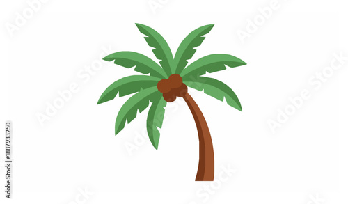 Flat coconut tree vector illustration summer tropical palm isolated on white