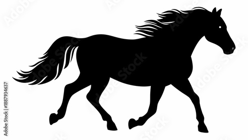 Majestic horse silhouette running freely in motion